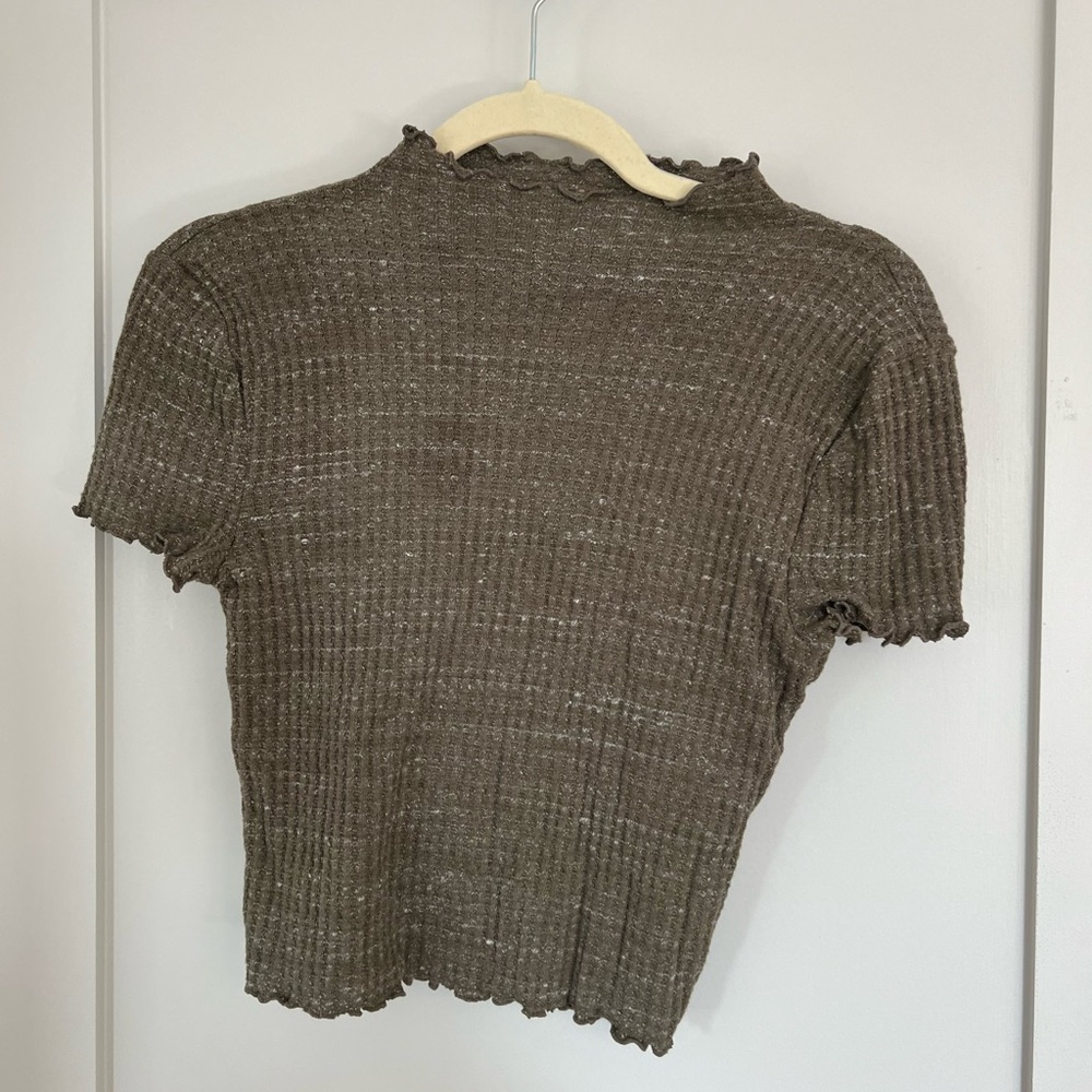 Green knit crop top